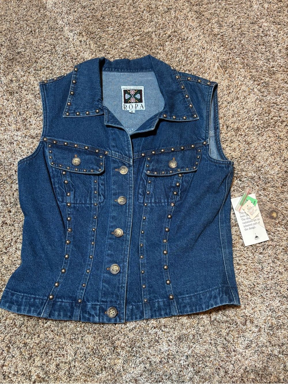 341. Hairston Robertson Ropa Denim Studded Vest, NWT, Size M